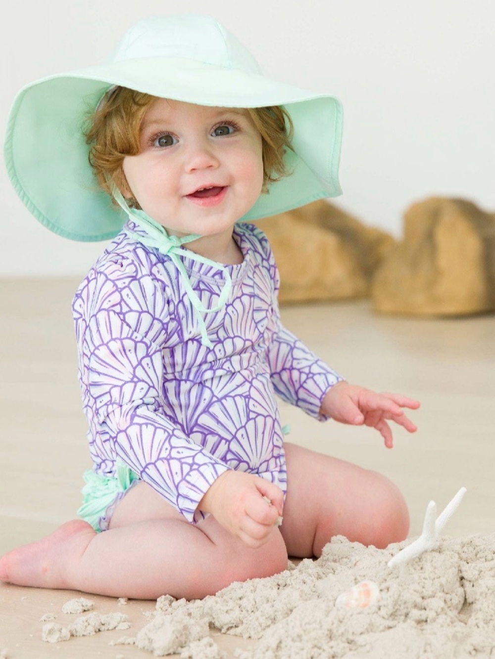 RuffleButts Baby Girls Magical Mermaid Long Sleeve One Piece